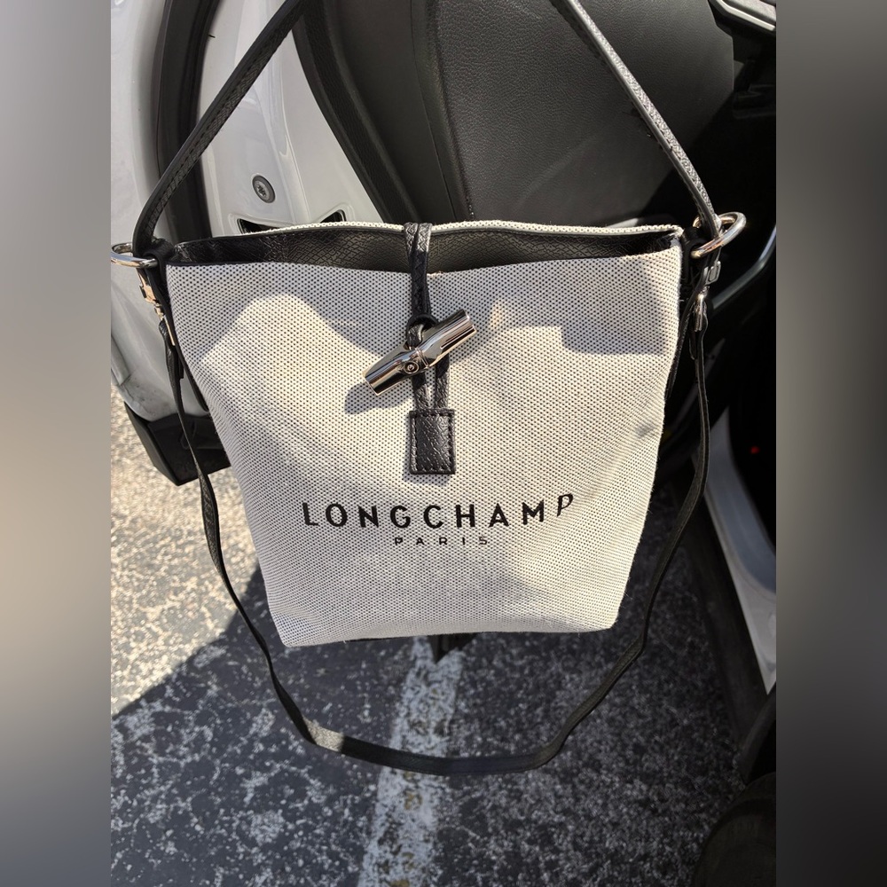 Longchamp Black and White Shoulder Bag
